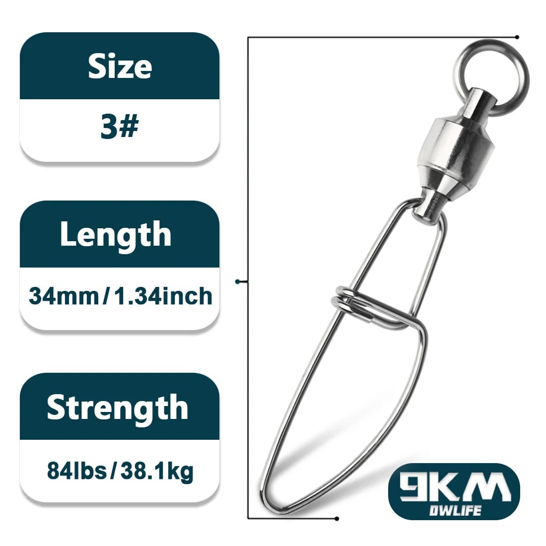 Kogellager Interlock Snap Swivels, 20-100 Stuks