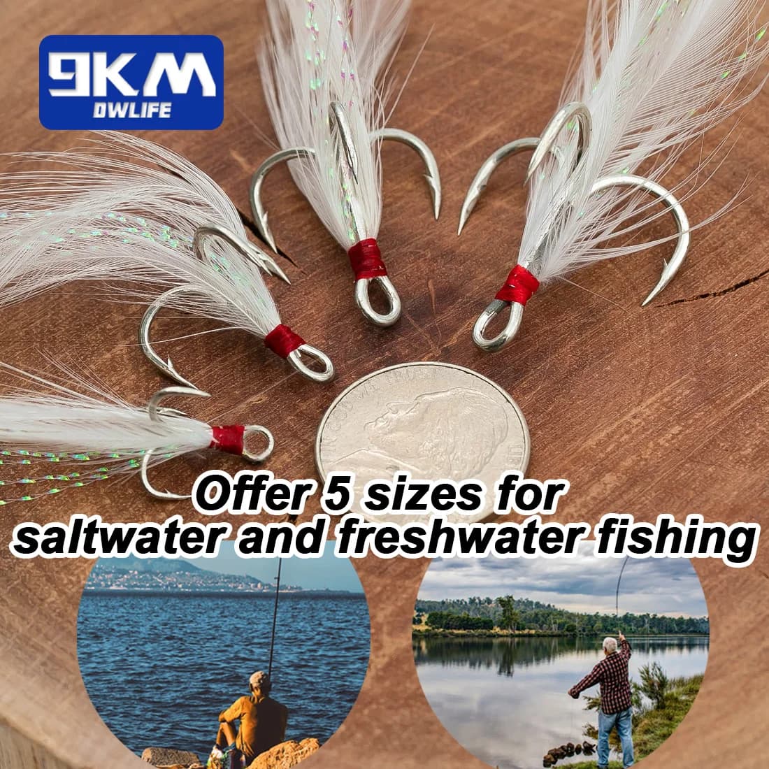 Gevederde Driehoekshaken voor Spinner en Spoon Lures
