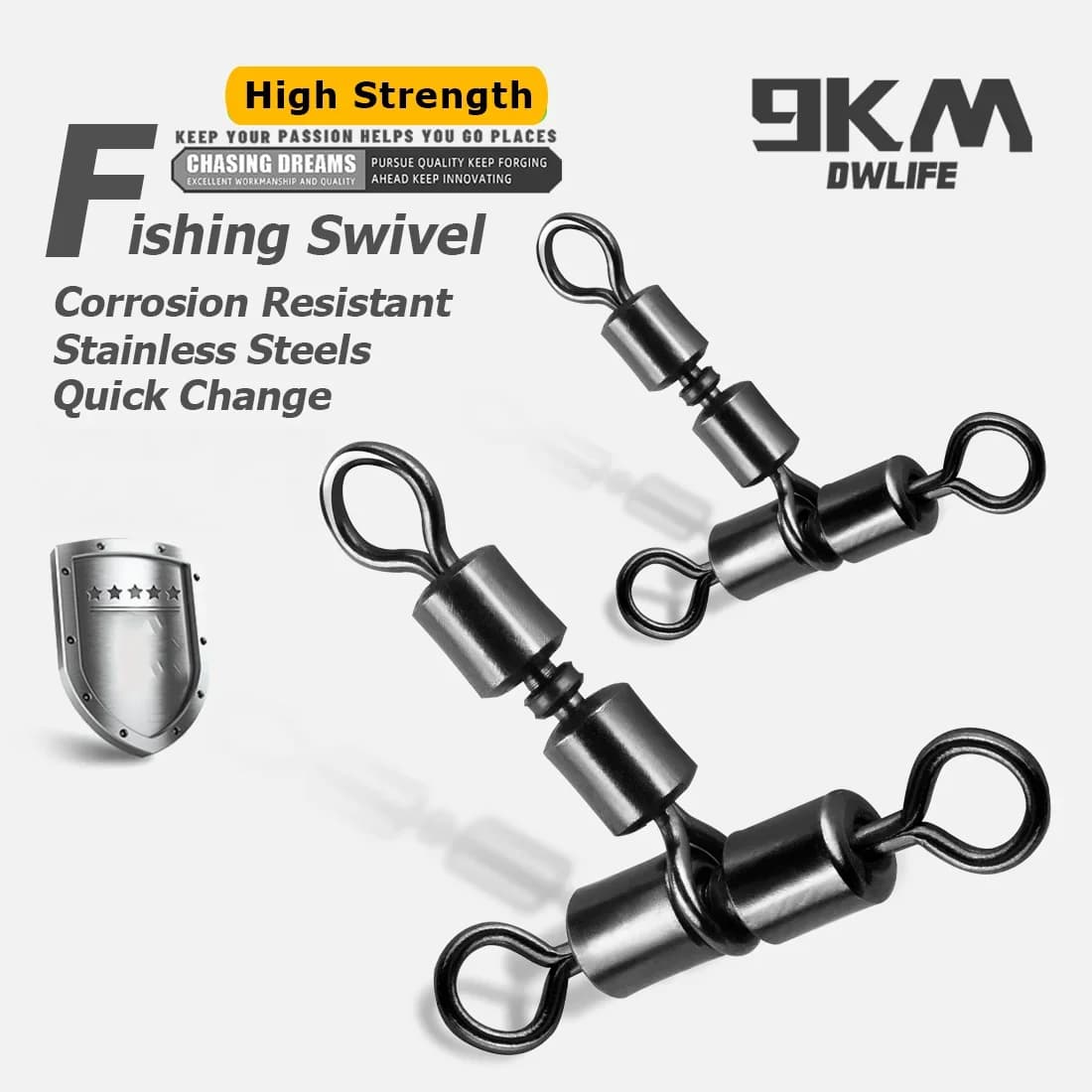 Drie-weg dubbele draaiende vis-swivels, 15-60 stuks