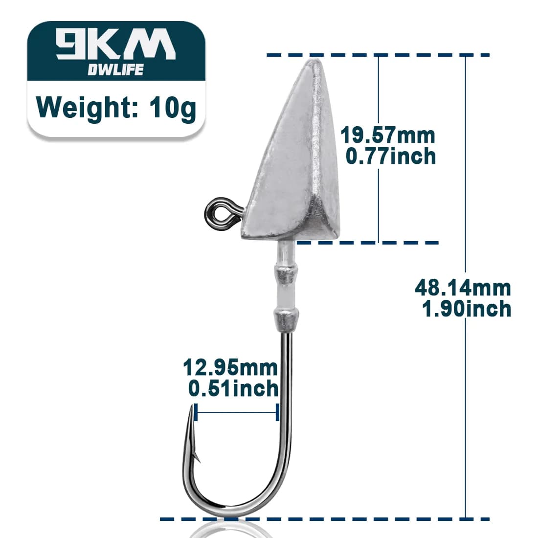 Driehoekige jigkop met lange haak, 7g-33g, 5 stuks